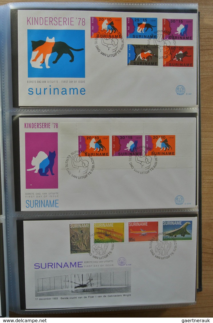 24155 Surinam: 1975-2005. With the exception of only a few FDC's a complete collection unaddressed FDC's o