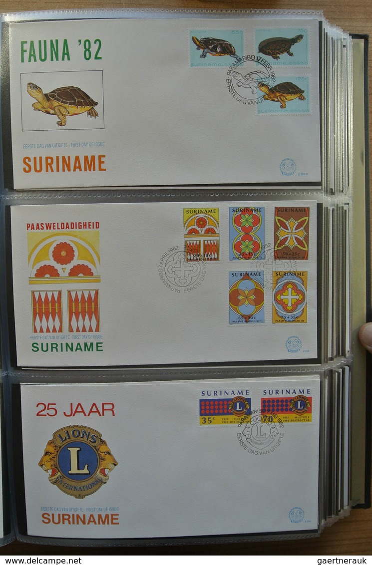 24155 Surinam: 1975-2005. With the exception of only a few FDC's a complete collection unaddressed FDC's o