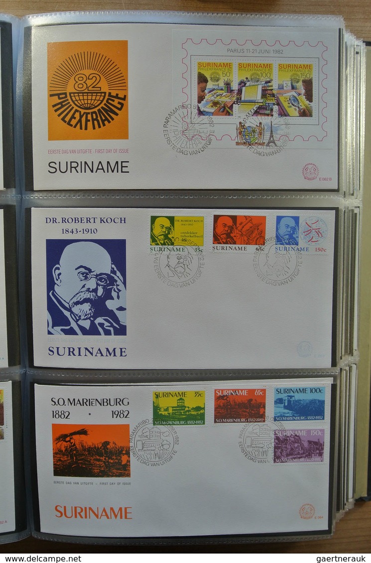 24155 Surinam: 1975-2005. With the exception of only a few FDC's a complete collection unaddressed FDC's o