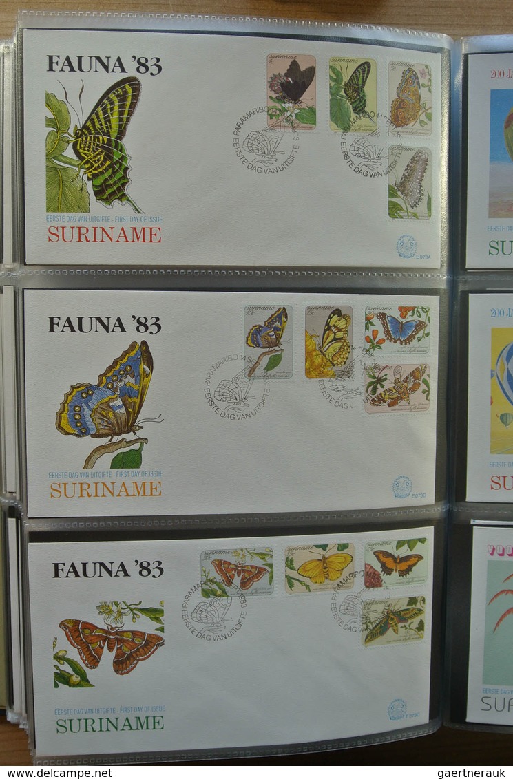 24155 Surinam: 1975-2005. With the exception of only a few FDC's a complete collection unaddressed FDC's o