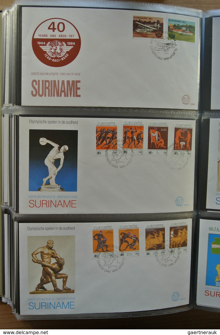 24155 Surinam: 1975-2005. With the exception of only a few FDC's a complete collection unaddressed FDC's o