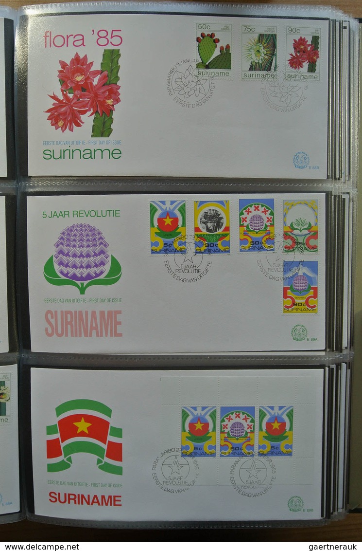 24155 Surinam: 1975-2005. With the exception of only a few FDC's a complete collection unaddressed FDC's o