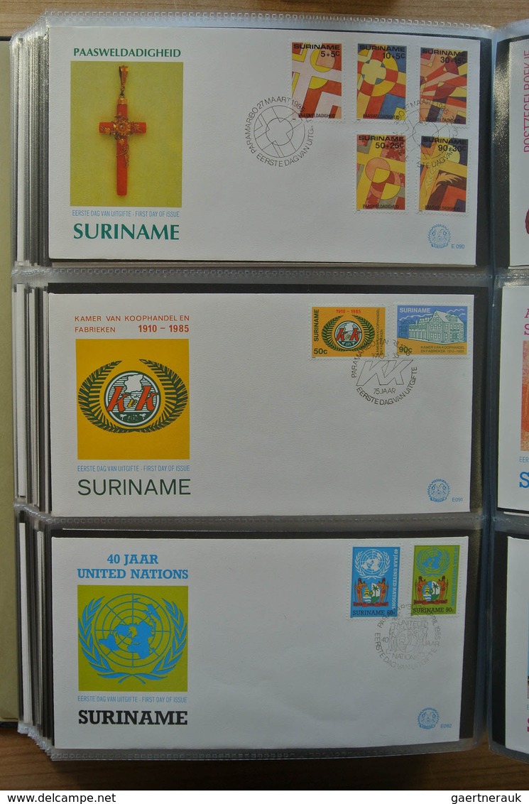 24155 Surinam: 1975-2005. With the exception of only a few FDC's a complete collection unaddressed FDC's o