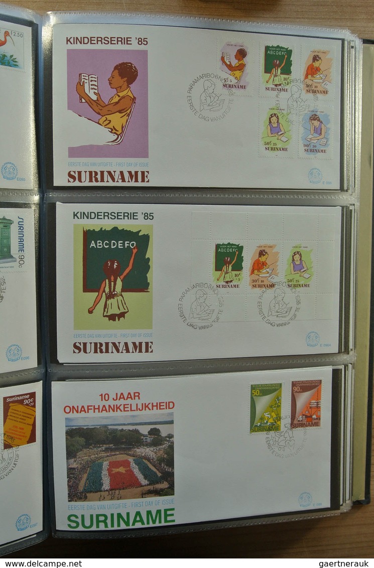 24155 Surinam: 1975-2005. With the exception of only a few FDC's a complete collection unaddressed FDC's o