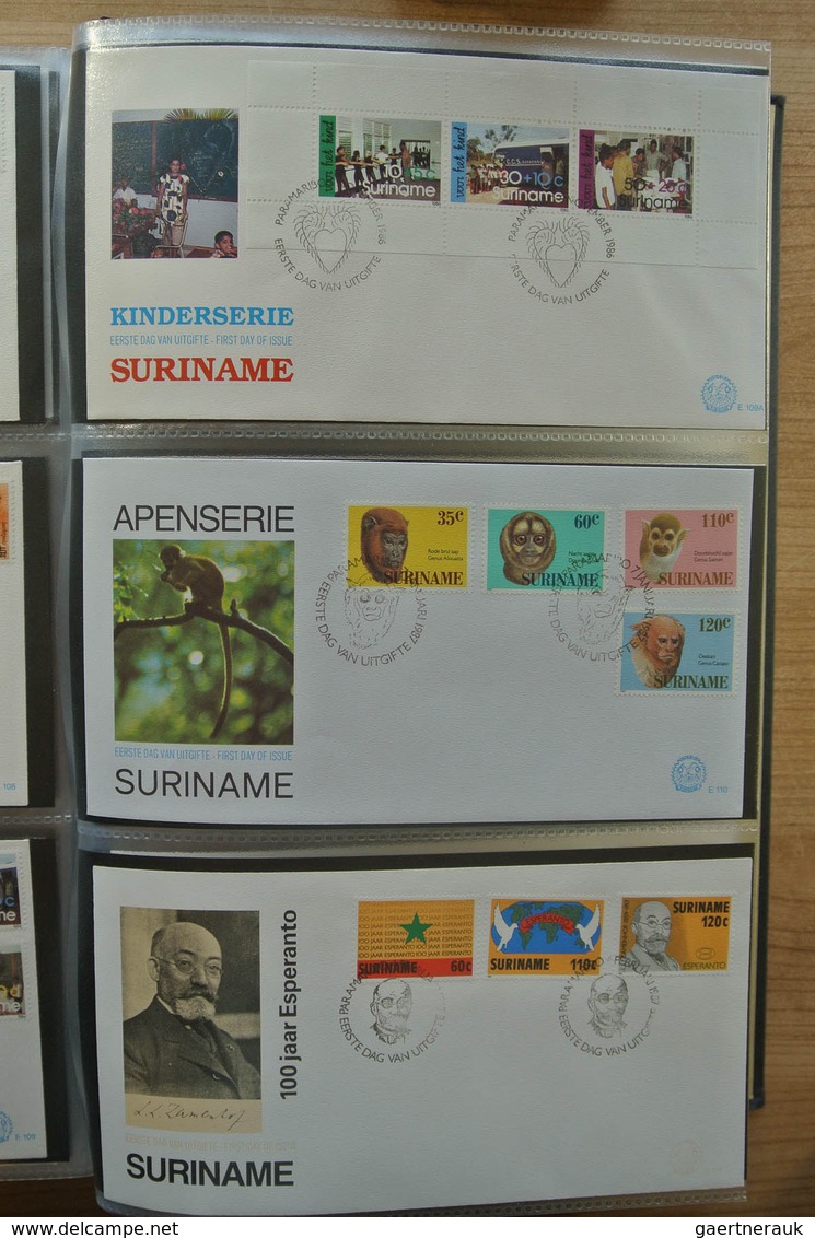 24155 Surinam: 1975-2005. With the exception of only a few FDC's a complete collection unaddressed FDC's o