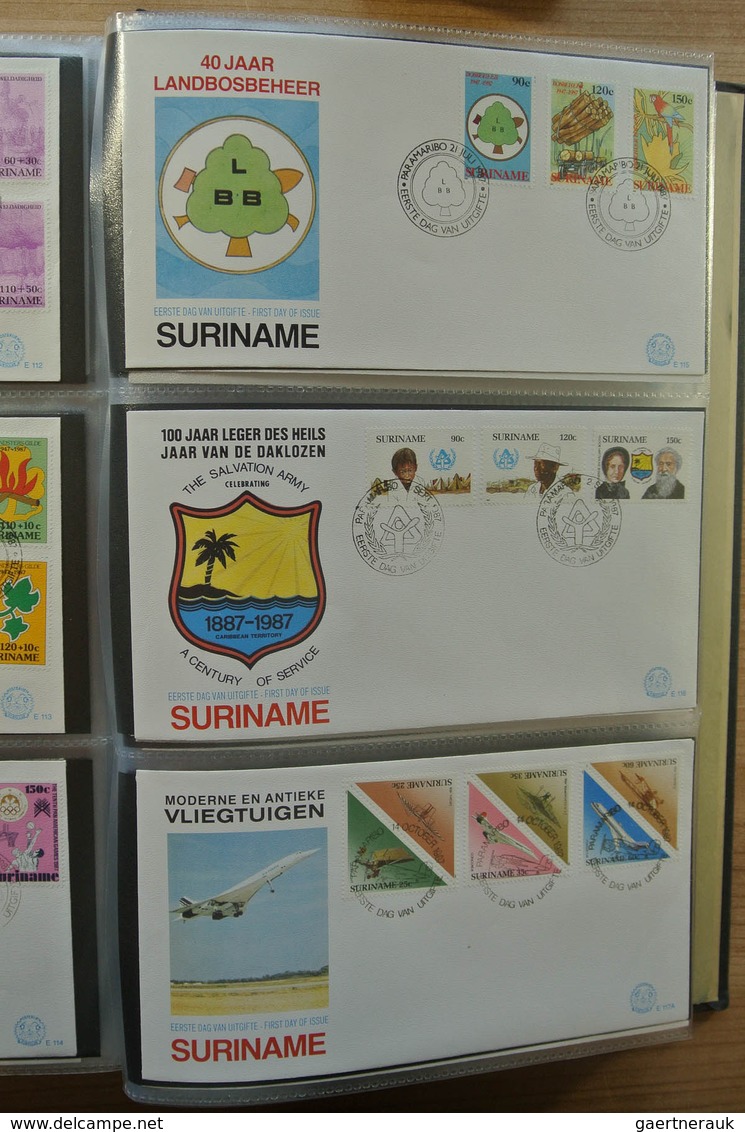 24155 Surinam: 1975-2005. With the exception of only a few FDC's a complete collection unaddressed FDC's o