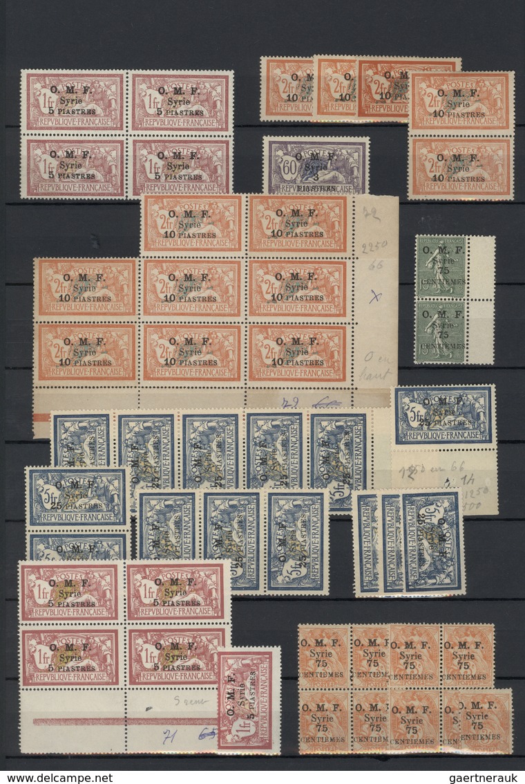 24174 Syrien: 1919/1924, U/m Assortment Of Apprx. 220 Overprint Stamps Mainly Within Units. Maury Cat.valu - Syrie