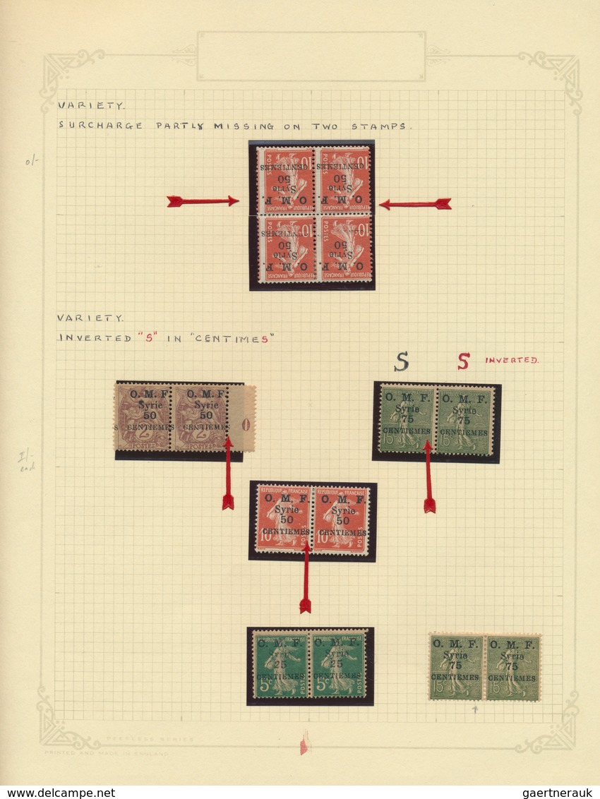 24176 Syrien: 1919/1923, Chielfy Mint Assortment Of 57 Stamps With Overprint Varieties, Showing Single Inv - Syrie