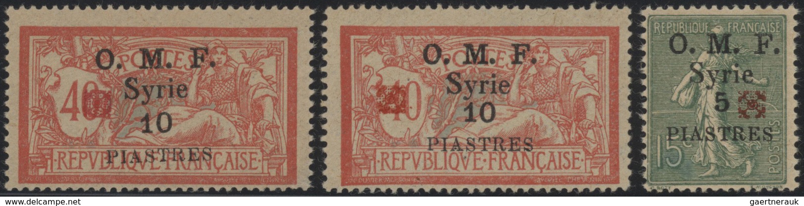 24189 Syrien: 1920-58, Stock Of Mint Stamps And Blocks Including 1920, 4m On 10pa Purple, Surcharge Omitte - Syrie