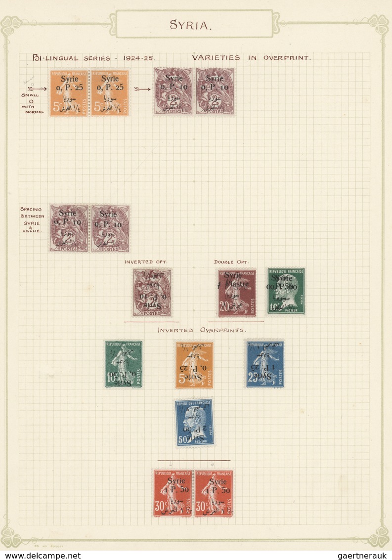 24190 Syrien: 1920-50, Collection On Old Album Leaves Starting Early French Overprinted Issues, Few Sheets - Syrie