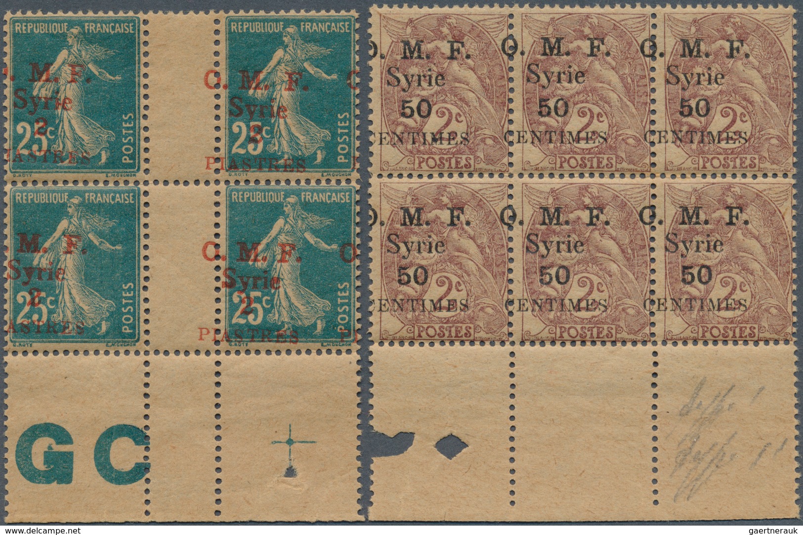 24192 Syrien: 1920-60, Collection Of Early Issues With Multiples, Blocks Of Four, Gutter Pairs, Varieties - Syrie