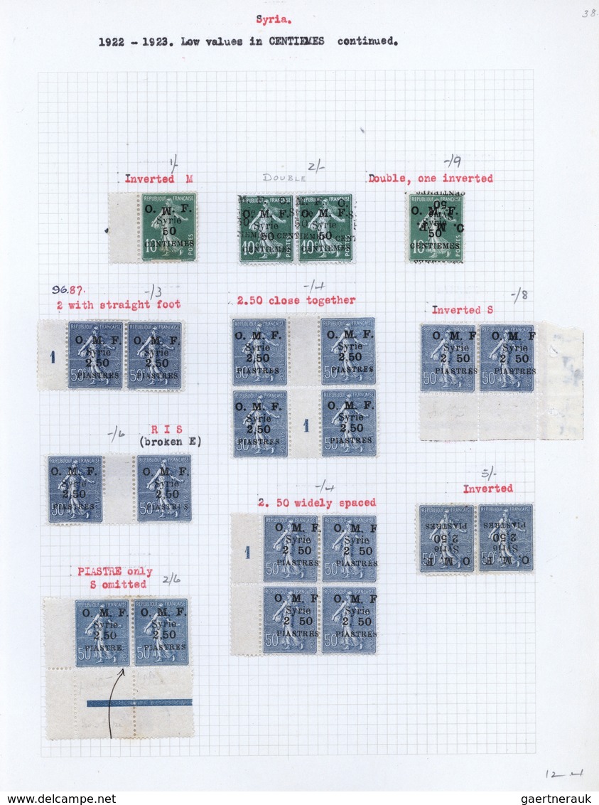 24199 Syrien: 1922/1923, O.M.F. Overprints, Specialised Assortment Of 42 Stamps Incl. Attractive Varieties - Syrie