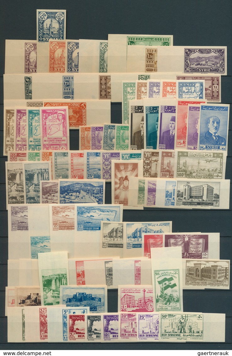 24207 Syrien: 1930/1955, Mint Collection Of Apprx. 112 IMPERFORATE Stamps With Many Interesting Issues. - Syrie