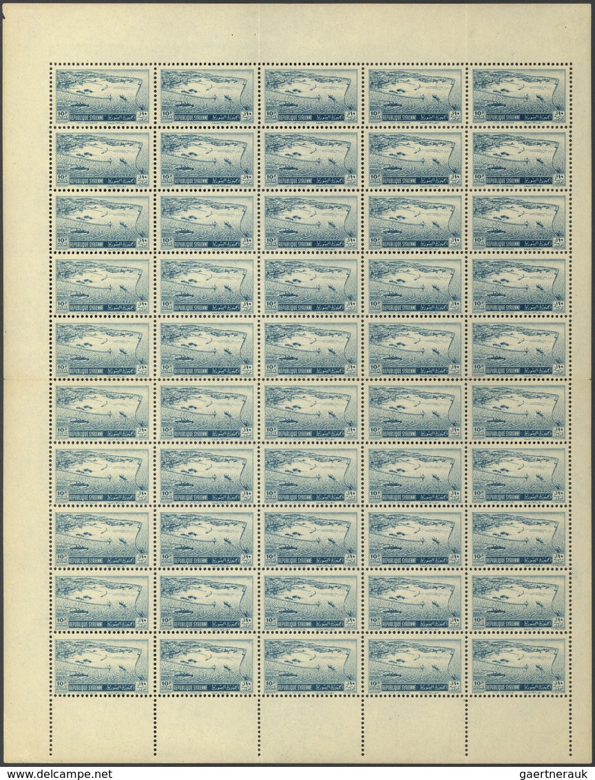 24213 Syrien: 1950/1955, U/m Accumulation Of 1.000 Stamps (sheets/larger Units), All Showing CLEAR OFFSET - Syrie