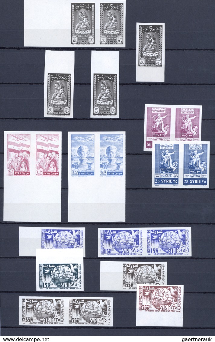24214 Syrien: 1951/1957, Mint Assortment Of Apprx. 90 Imperforate Stamps Resp. Imperforate Colour Proofs. - Syrie