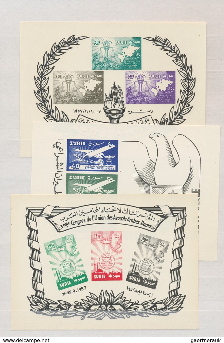 24215 Syrien: 1956/1961, U/m Collection On Stocksheets, Comprising Souvenir Sheets Michel Nos. Bl. 38/40+4 - Syrie