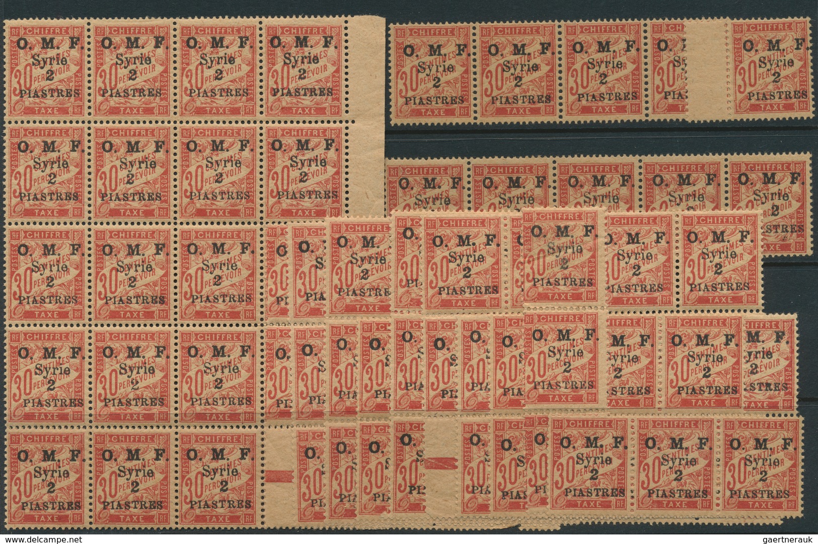 24224 Syrien - Portomarken: 1920/1924, u/m assortment of different issues, mainly (larger) units. Maury 7.