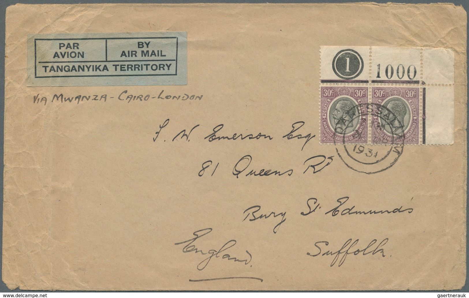 24228 Tanganjika: 1924/1935, MANDATED TERRITORY; Useful Lot Of 17 Letters, Most Of Them Registered Airmail - Tanganyika (...-1932)