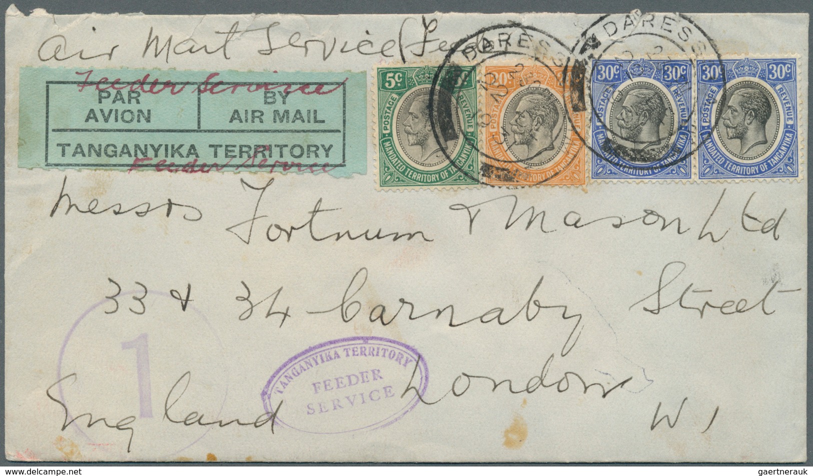24228 Tanganjika: 1924/1935, MANDATED TERRITORY; Useful Lot Of 17 Letters, Most Of Them Registered Airmail - Tanganyika (...-1932)