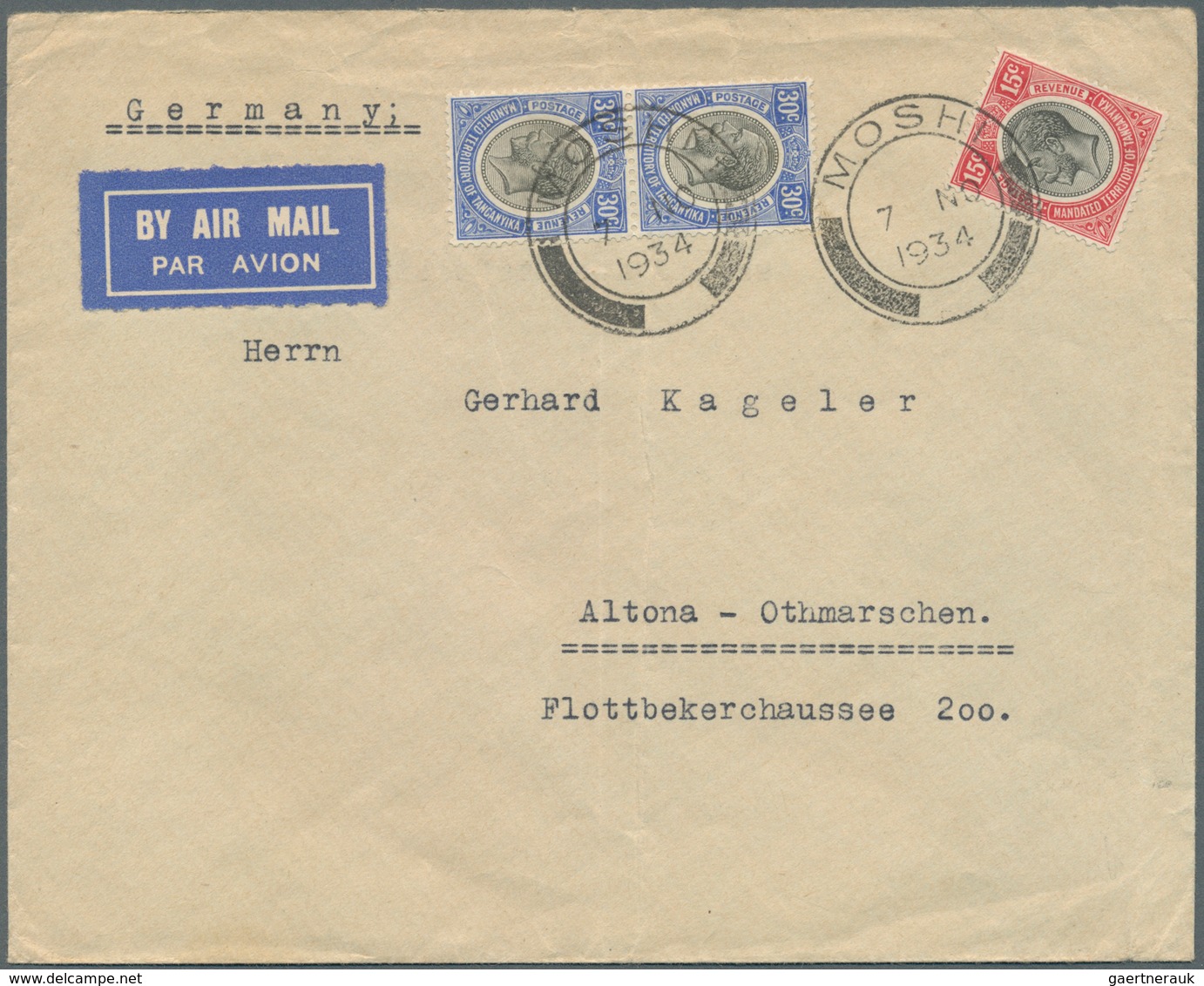 24228 Tanganjika: 1924/1935, MANDATED TERRITORY; Useful Lot Of 17 Letters, Most Of Them Registered Airmail - Tanganyika (...-1932)