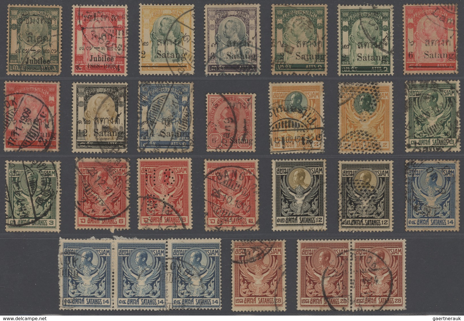 24232A Thailand: 1883/1980, Mostly Used On Large Stockcards (from 1950 In Envelopes), Appr. 550 Copies, Inc - Thaïlande