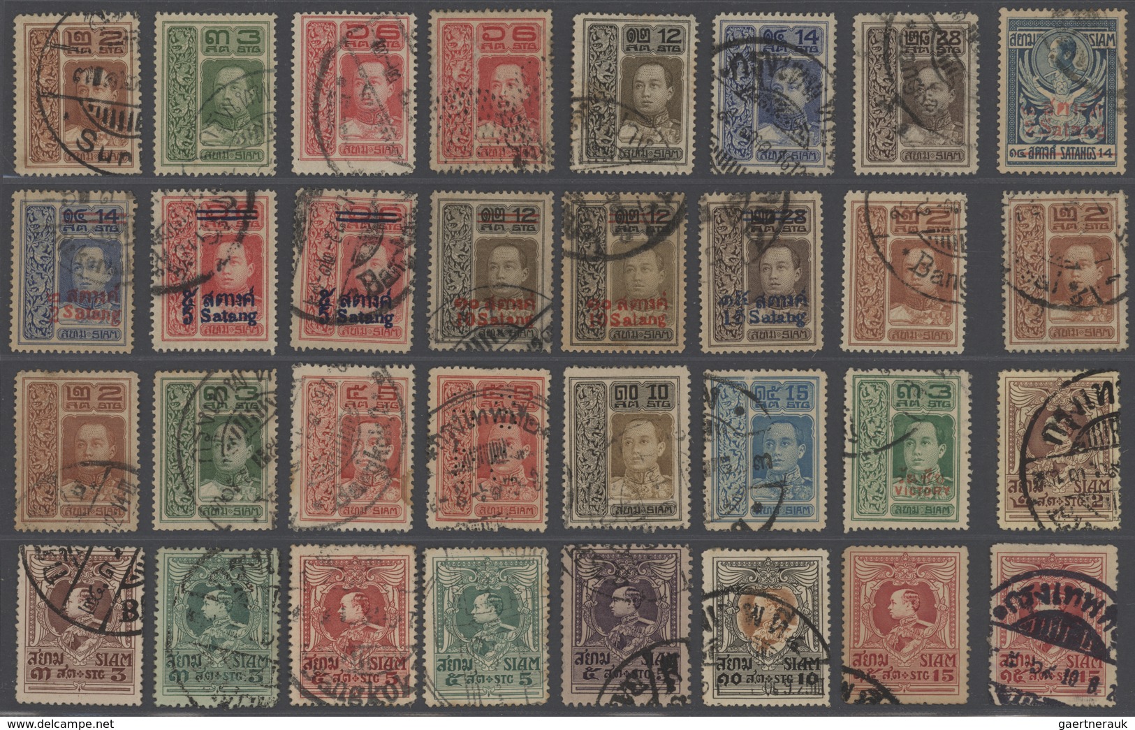 24232A Thailand: 1883/1980, mostly used on large stockcards (from 1950 in envelopes), appr. 550 copies, inc