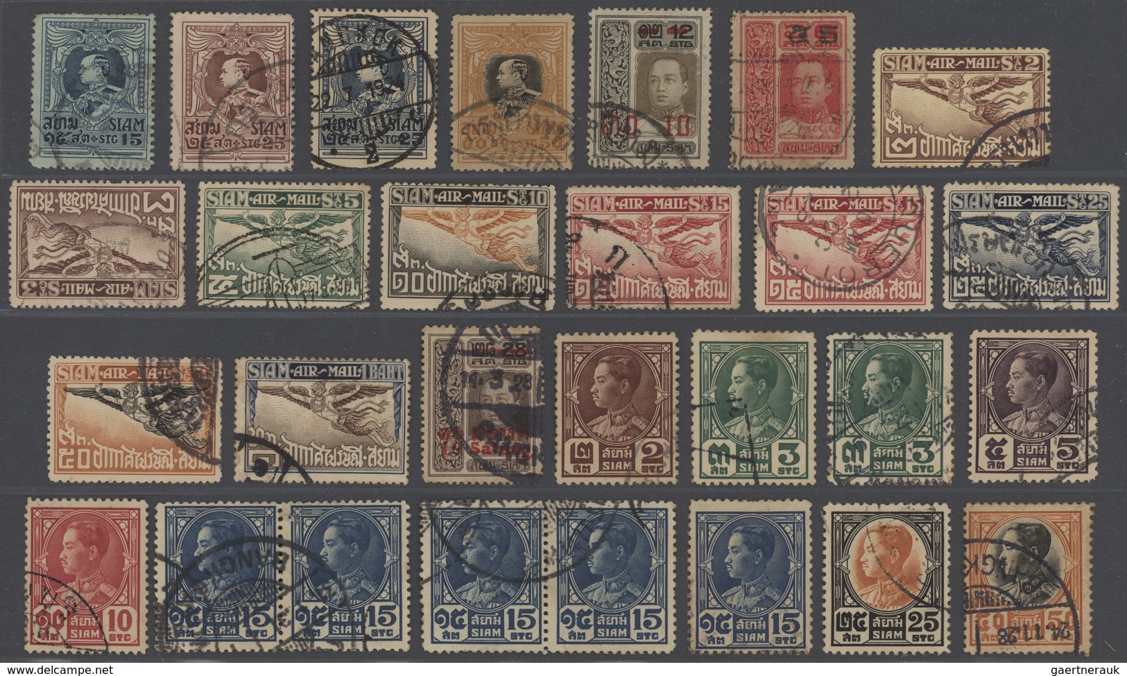 24232A Thailand: 1883/1980, mostly used on large stockcards (from 1950 in envelopes), appr. 550 copies, inc