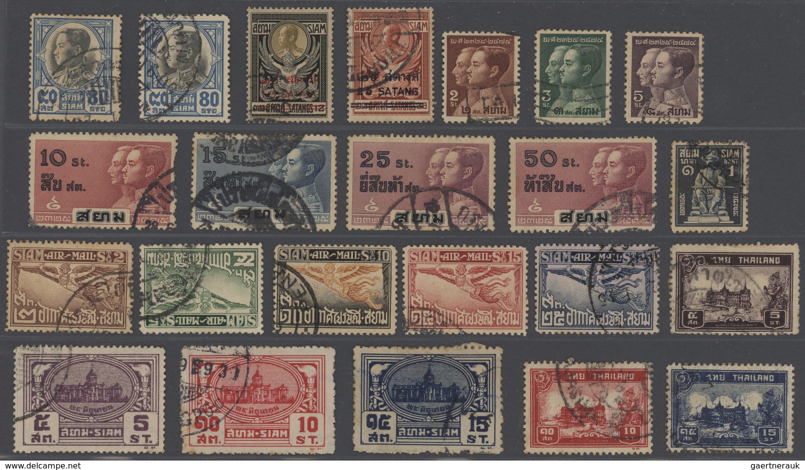 24232A Thailand: 1883/1980, mostly used on large stockcards (from 1950 in envelopes), appr. 550 copies, inc