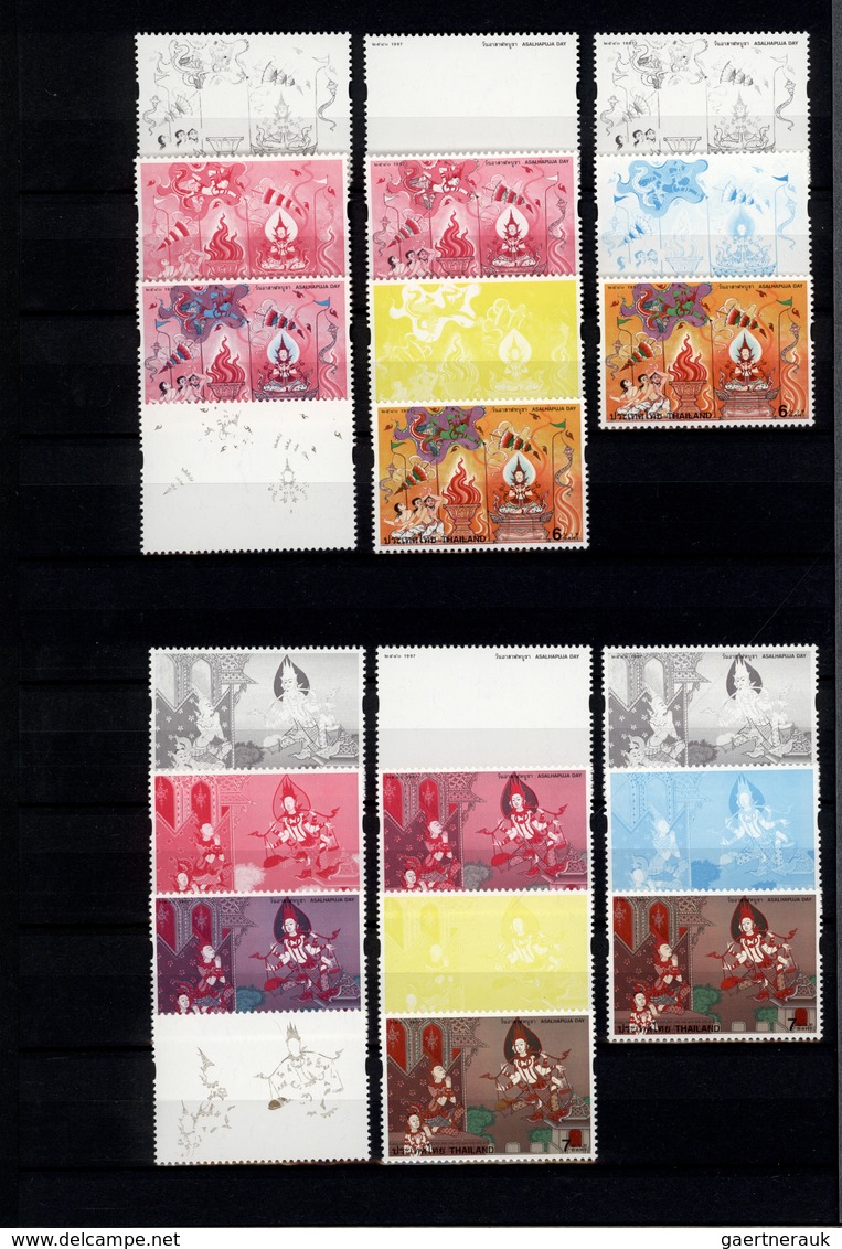 24239 Thailand: 1996/1999: Progressive proof (up to 11 phases) for stamps and souvenir sheets including gu