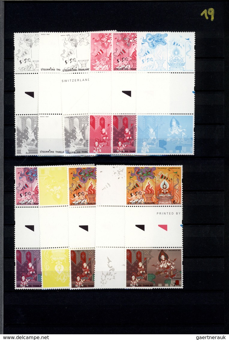 24239 Thailand: 1996/1999: Progressive proof (up to 11 phases) for stamps and souvenir sheets including gu