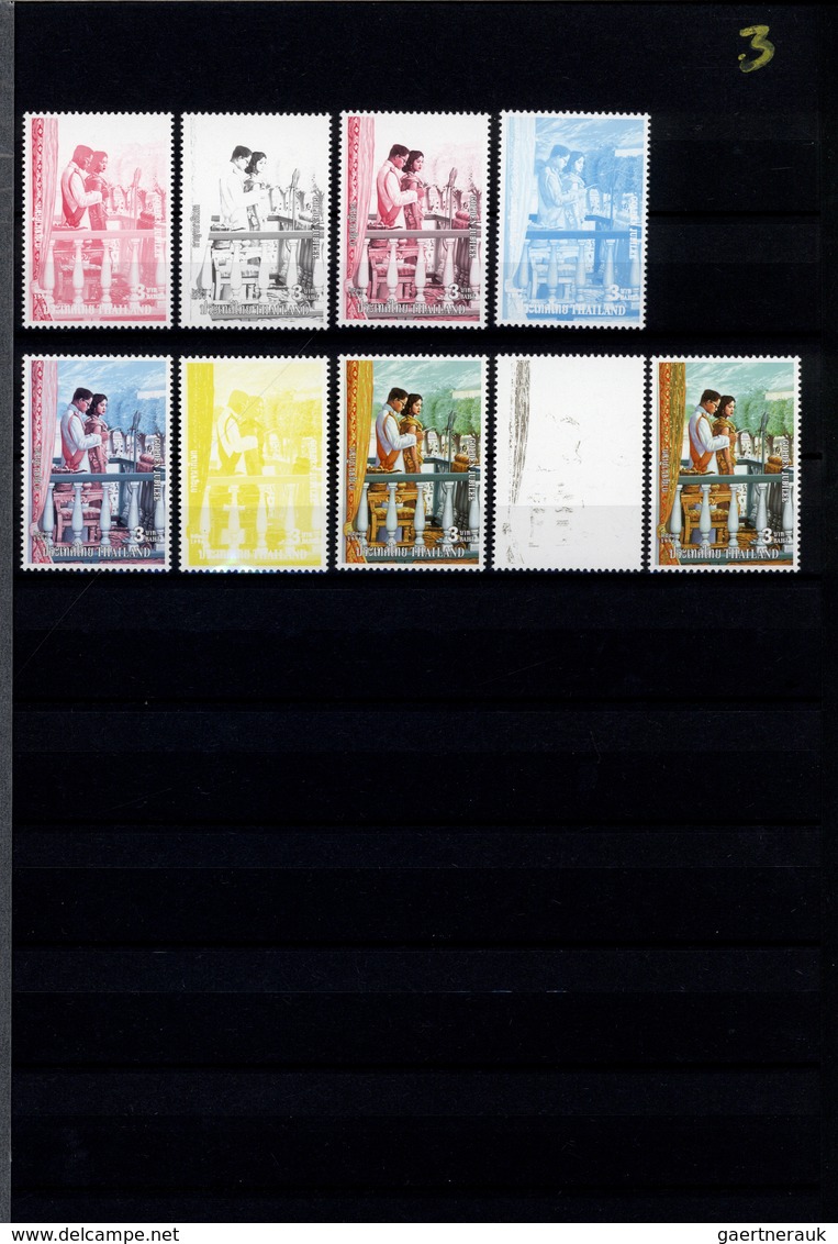 24239 Thailand: 1996/1999: Progressive proof (up to 11 phases) for stamps and souvenir sheets including gu