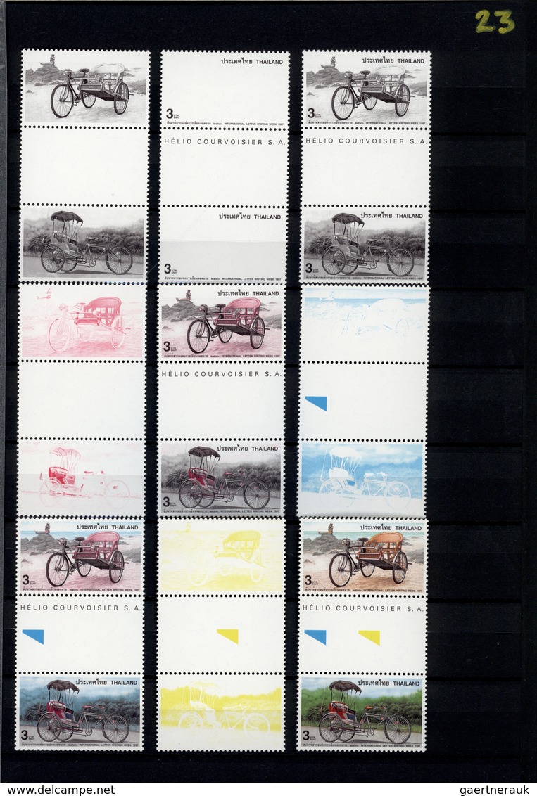 24239 Thailand: 1996/1999: Progressive proof (up to 11 phases) for stamps and souvenir sheets including gu