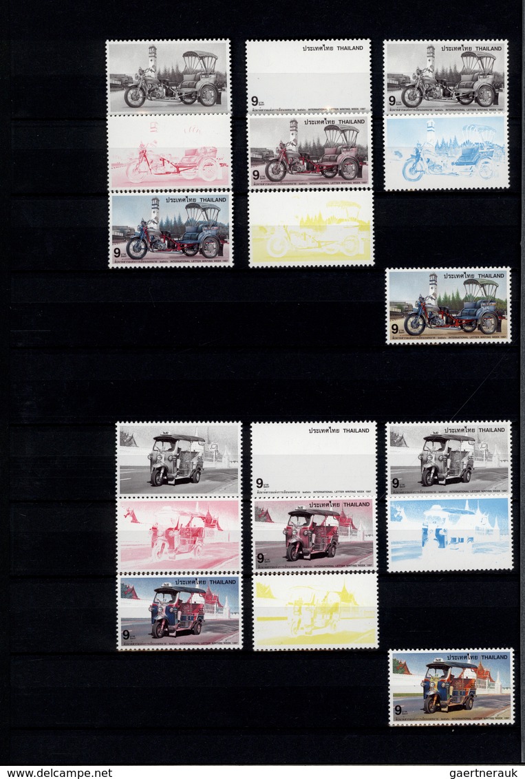 24239 Thailand: 1996/1999: Progressive proof (up to 11 phases) for stamps and souvenir sheets including gu