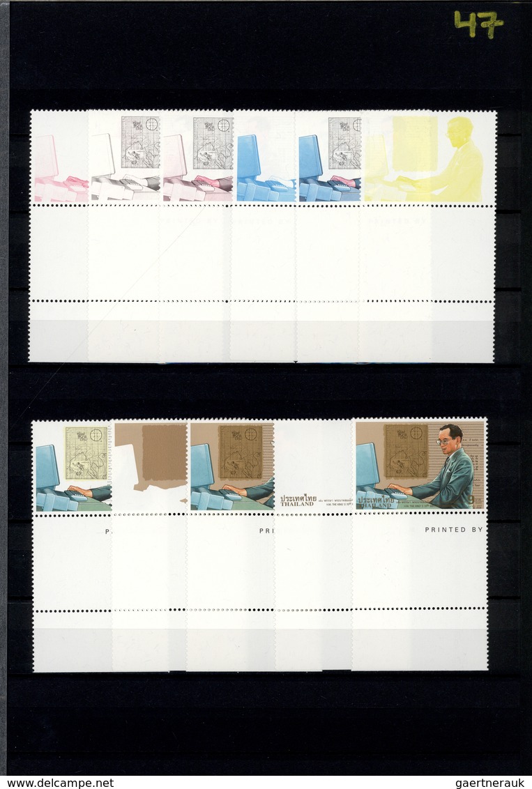 24239 Thailand: 1996/1999: Progressive proof (up to 11 phases) for stamps and souvenir sheets including gu