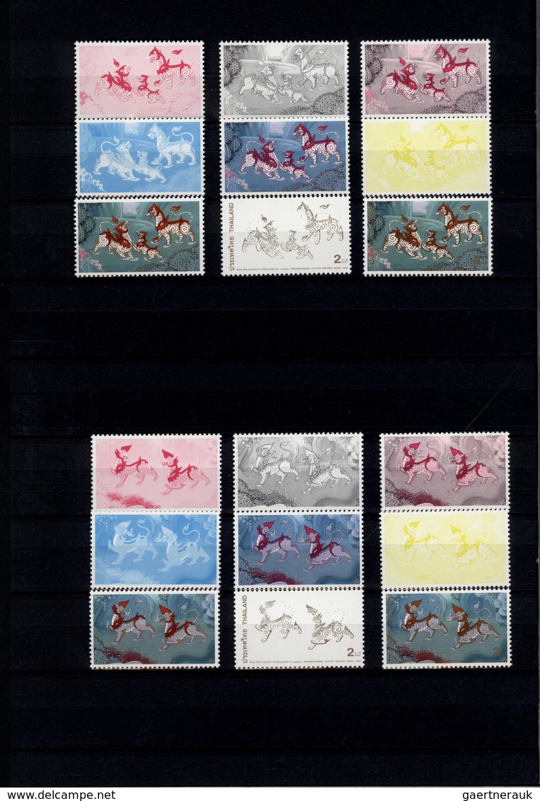 24239 Thailand: 1996/1999: Progressive proof (up to 11 phases) for stamps and souvenir sheets including gu