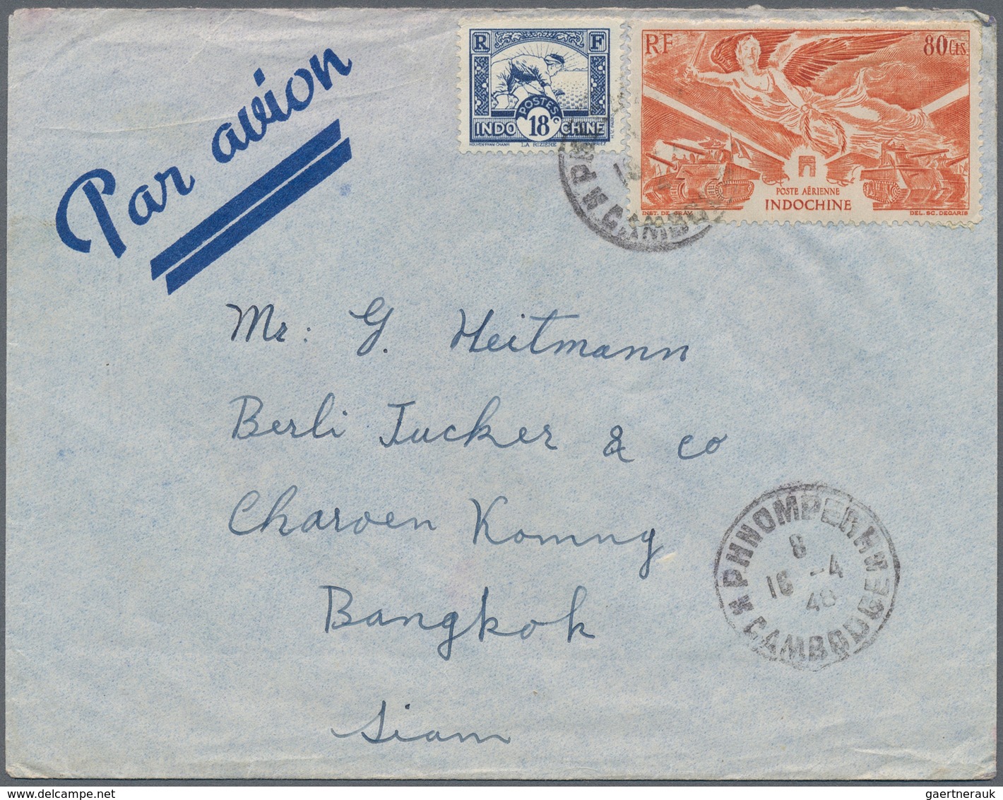 24240 Thailand: 193947 Incoming Mail: 14 Covers From Various Countries (GB, Dutch Indies, Souh Africa, Arg - Thaïlande