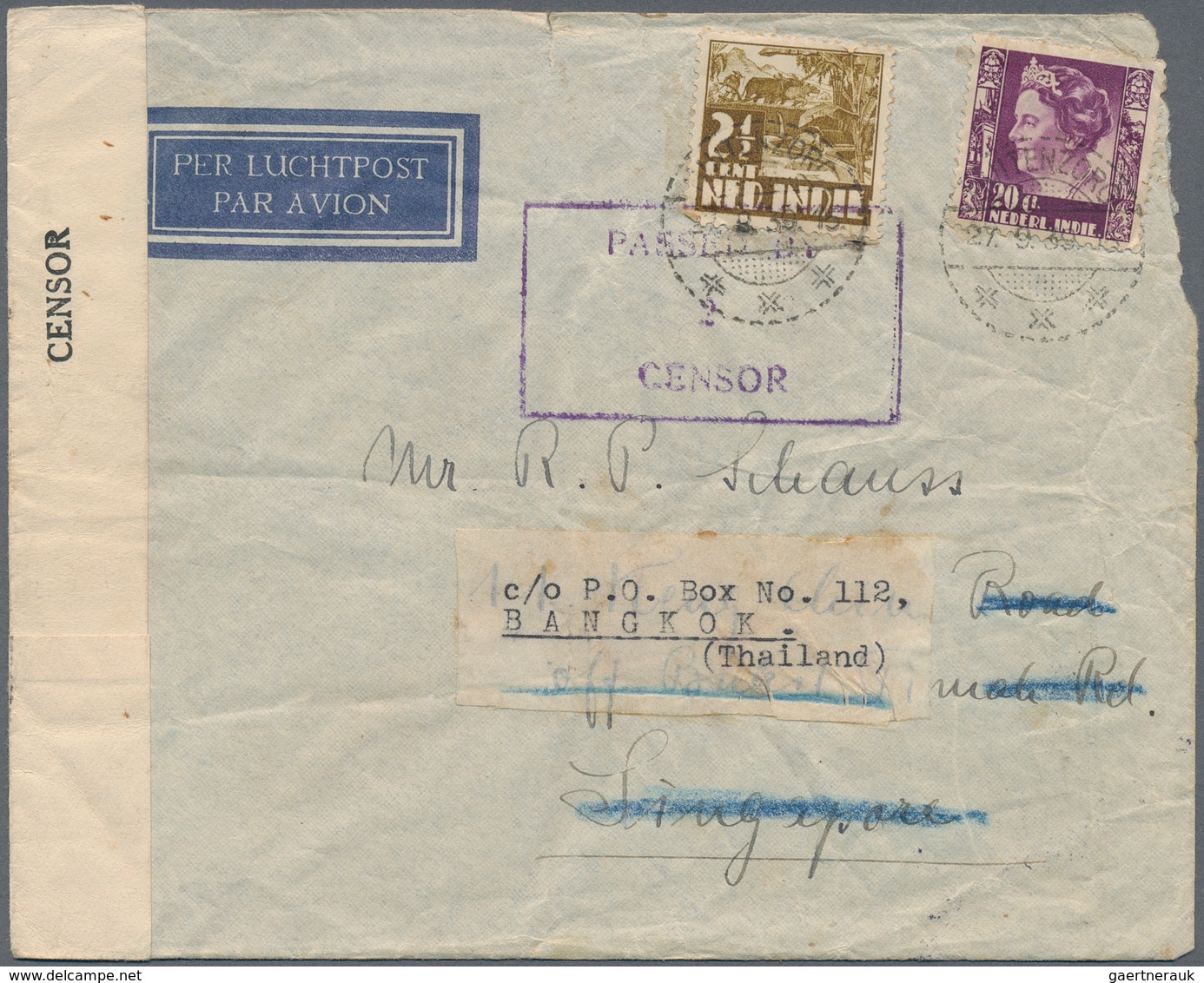 24240 Thailand: 193947 Incoming Mail: 14 Covers From Various Countries (GB, Dutch Indies, Souh Africa, Arg - Thaïlande