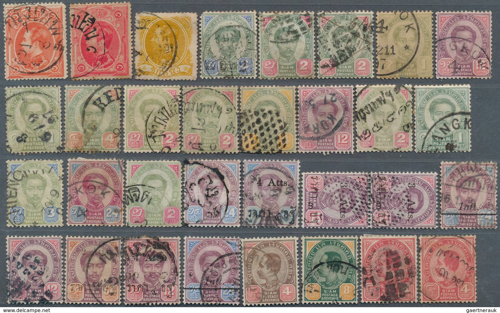 24242 Thailand - Stempel: 1885/1904 (ca.), Used Copies (36) With A Variety Of Postmarks. - Thaïlande