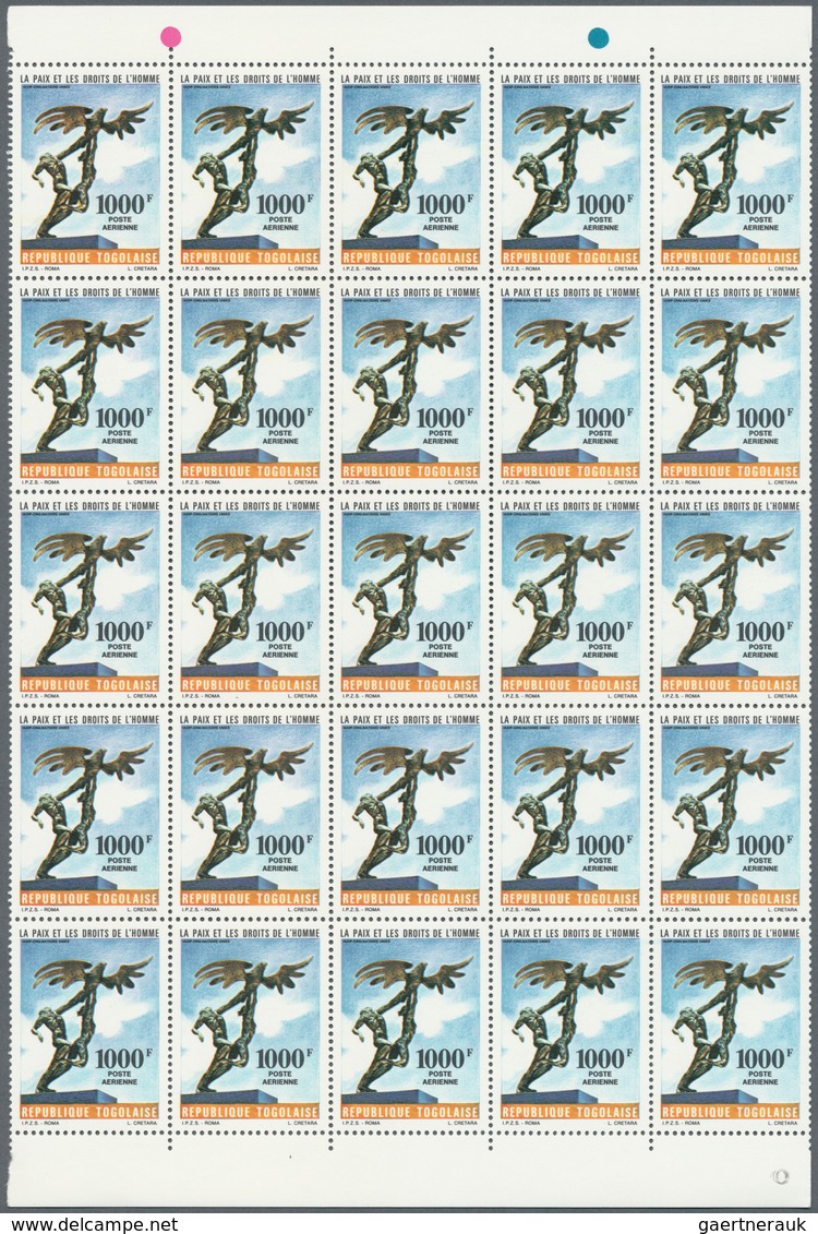 24250 Togo: 1985, Airmails "Peace And Human Rights", 230fr. To 1000fr., Complete Set Of Four, 500 Sets Wit - Togo (1960-...)
