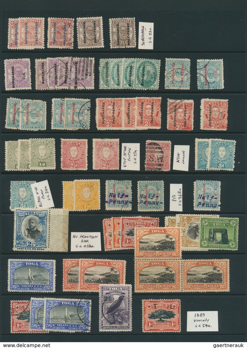 24252 Tonga: 1886/1899, Mint And Used Collection/accumulation Of Apprx. 124 Stamps On Stocksheets, Plenty - Tonga (...-1970)