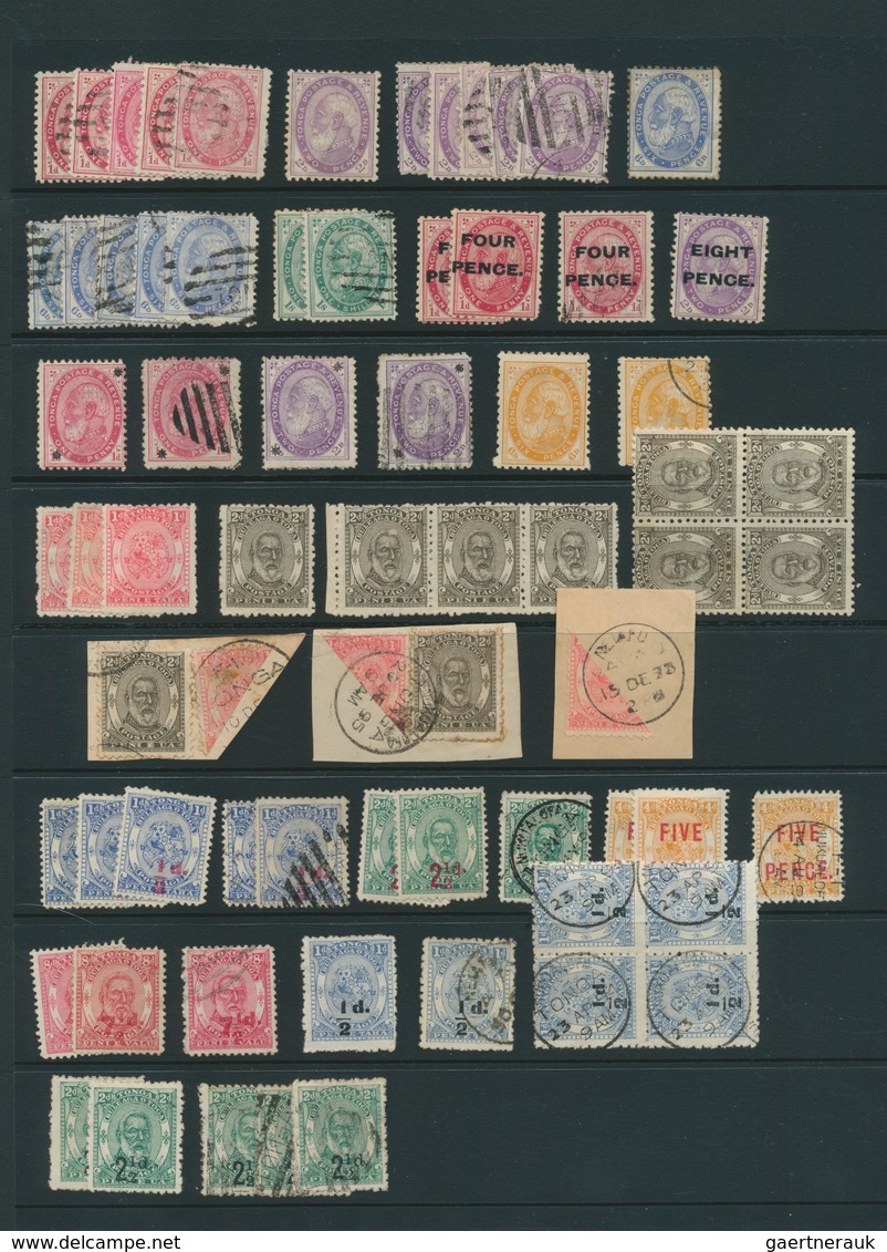 24252 Tonga: 1886/1899, Mint And Used Collection/accumulation Of Apprx. 124 Stamps On Stocksheets, Plenty - Tonga (...-1970)