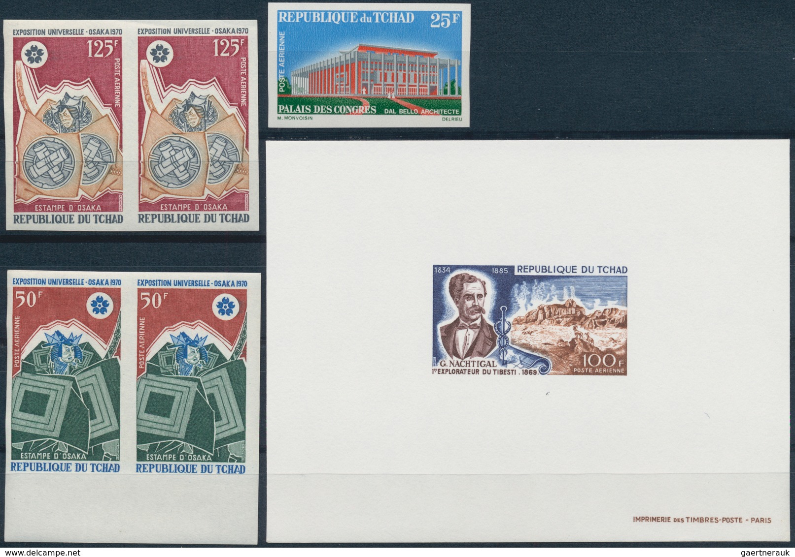 24261 Tschad: 1965-80, Four Stockcards With Imperf Stamps, Pairs And Blocks, Die Proofs, Thematics, Very F - Autres & Non Classés