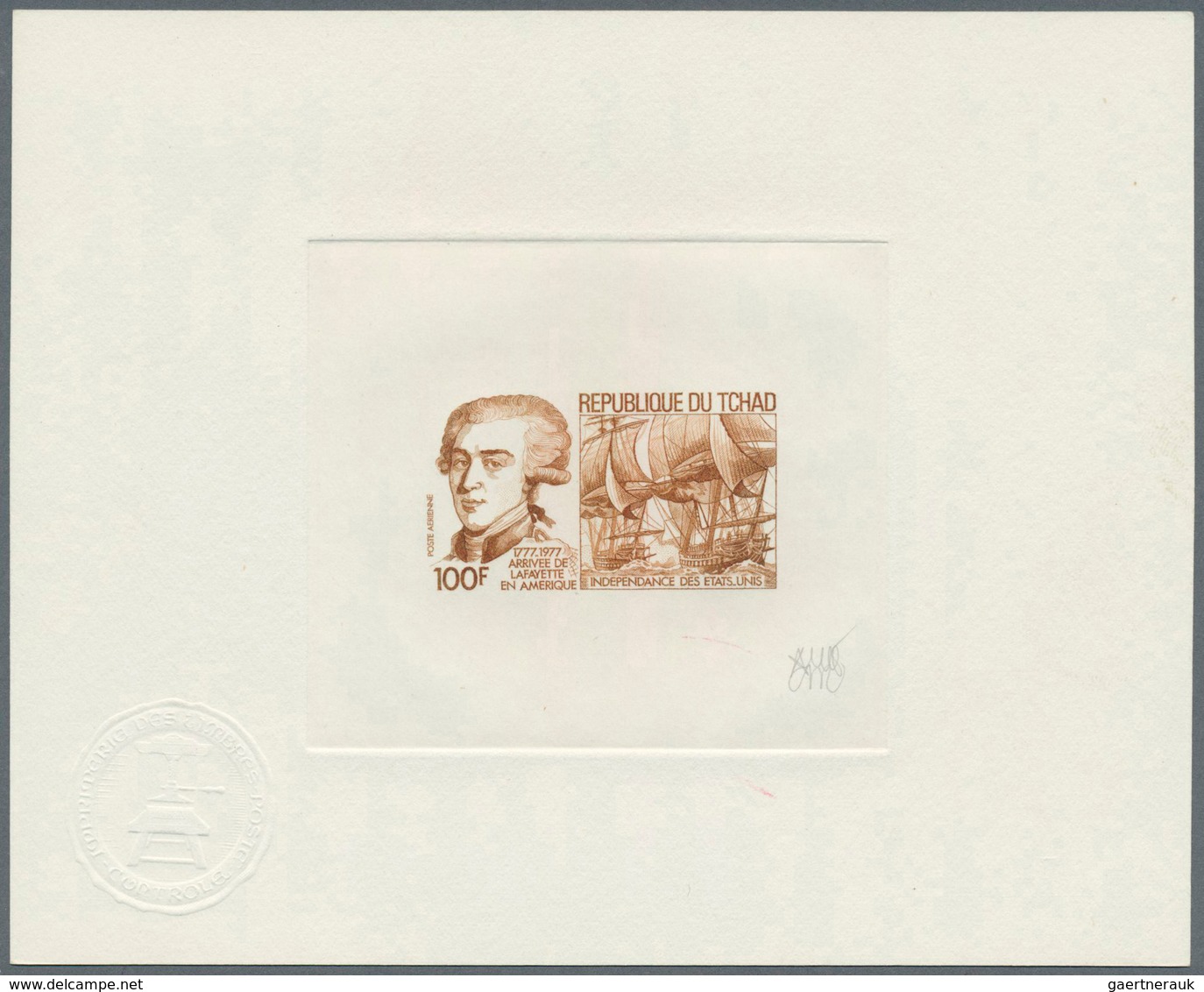 24264 Tschad: 1977, Lincoln, Madison, Nine Sunk Die Proofs In Different Colors, Artist Signed, Very Fine G - Autres & Non Classés