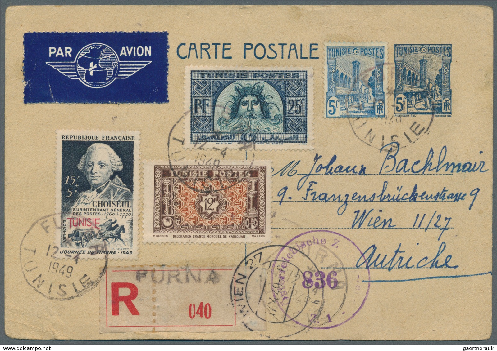 24275 Tunesien: 1895/1975 (ca.), Small Lot With About 40 Covers And Postal Stationeries With Several Moder - Tunisie (1956-...)