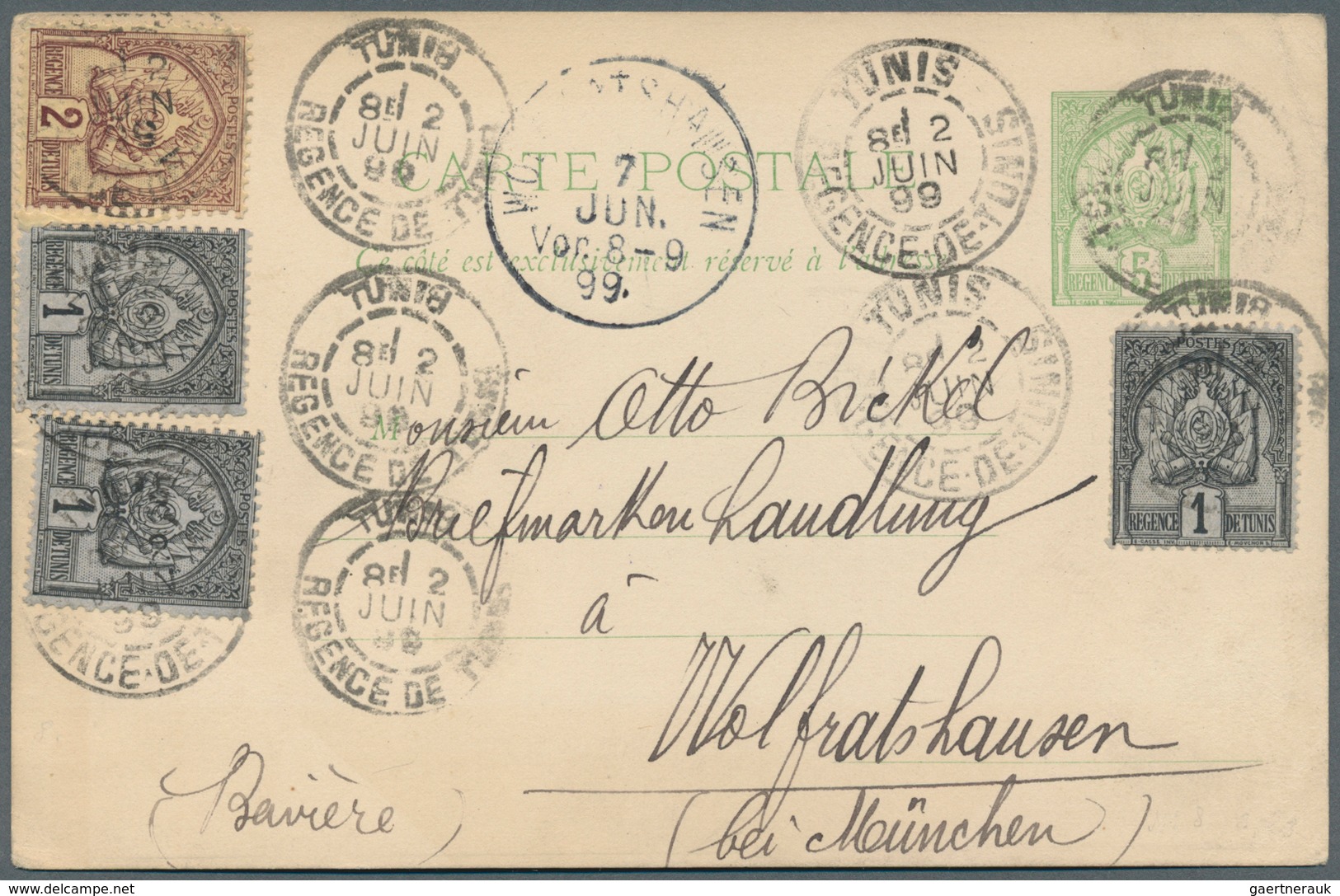 24275 Tunesien: 1895/1975 (ca.), Small Lot With About 40 Covers And Postal Stationeries With Several Moder - Tunisie (1956-...)