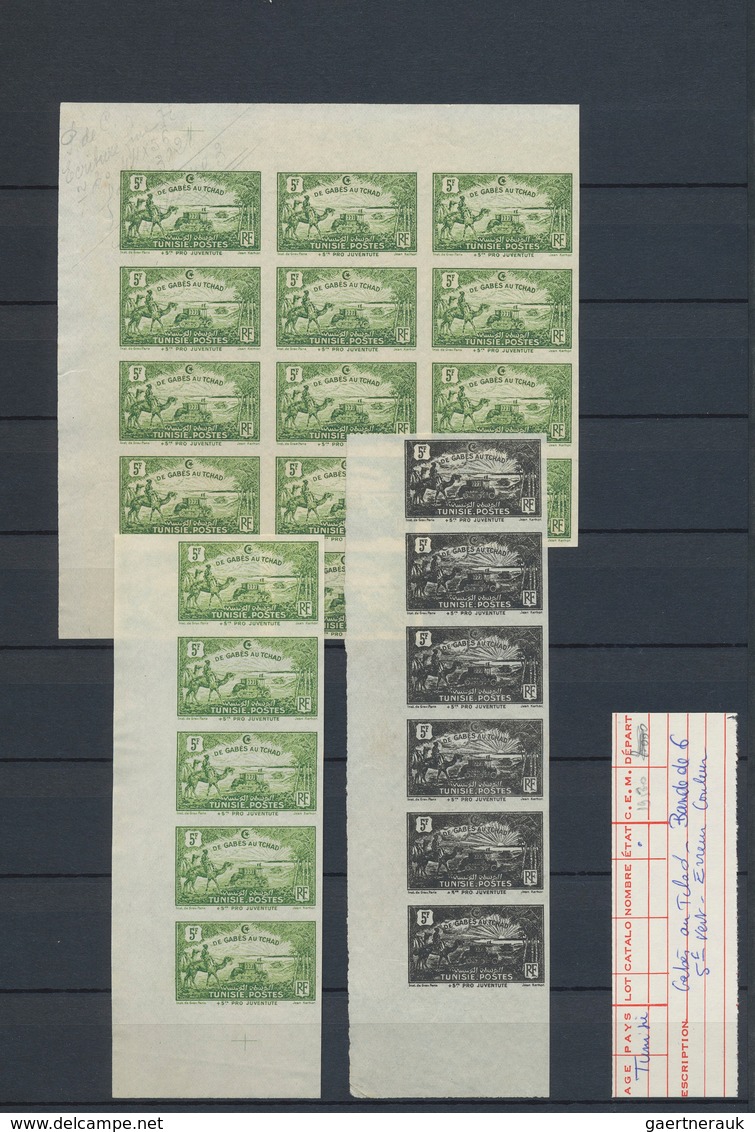 24277 Tunesien: 1900-1940, 190 Imperf Proofs And Die Proofs, Four Very Scarce Early Issues Proofs 1900-26 - Tunisie (1956-...)