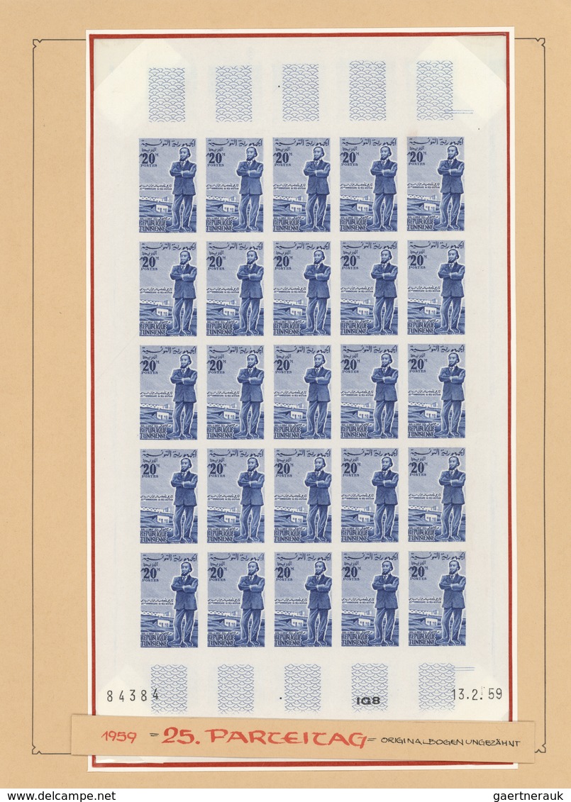 24288 Tunesien: 1957/1963, extraordinary mint collection of apprx. 2.600 IMPERFORATE stamps within large u