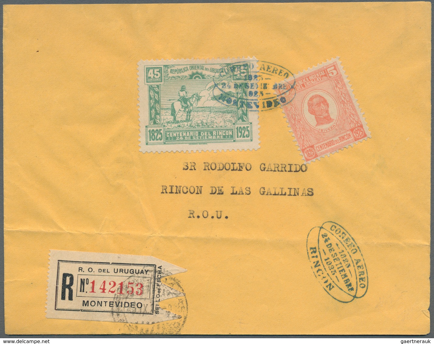 24314 Uruguay: 1923/1926, Group Of Five Better Airmail Covers. - Uruguay