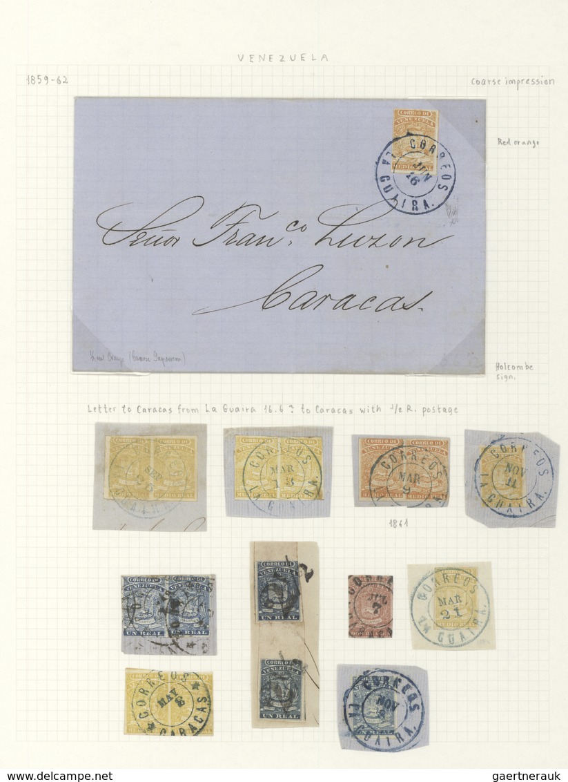 24322 Venezuela: 1859/1861, Coat Of Arms 1st Issue, Specialised Collection Of 35 Stamps On Album Pages, Al - Venezuela