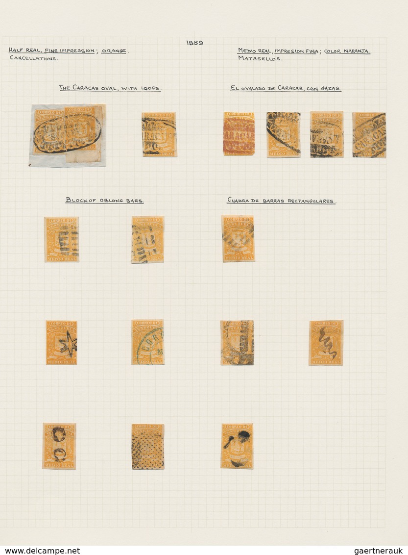 24325 Venezuela: 1859, Specialised Collection Of 36 Stamps Of The ½r. Yellow/orange Fine Impression, Neatl - Venezuela